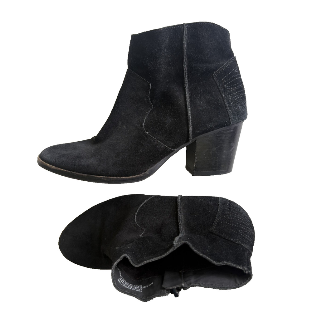 Crown Vintage Womens Clementine Size 10 Black Leather Side Zip 2.5" Heels...